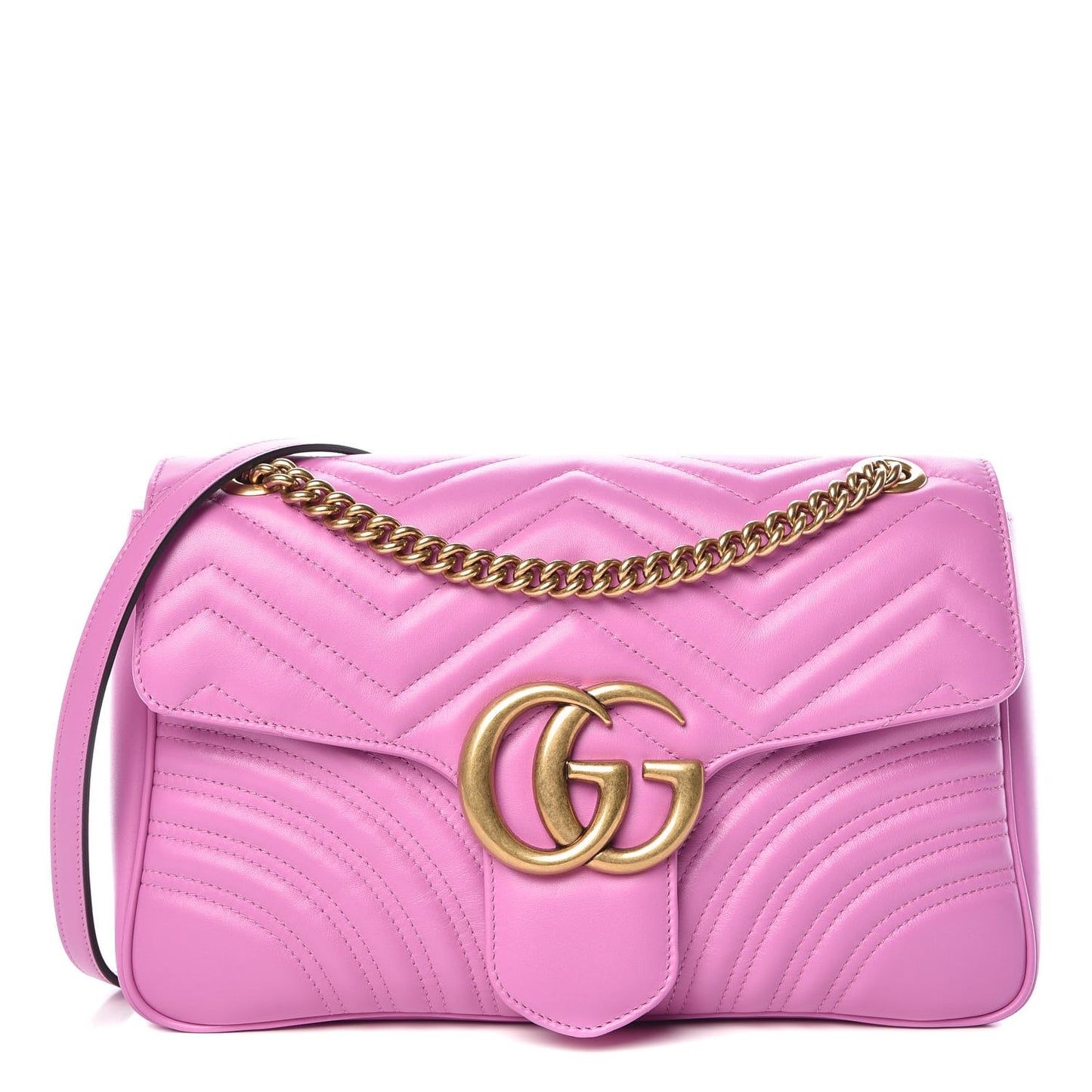 Calfskin Matelasse Medium GG Marmont Shoulder Bag Candy Mousse