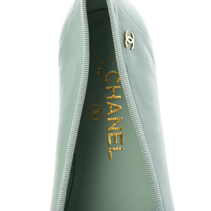 Chanel Lambskin Patent Cap Toe Ballerina Flats 37 Light Green 7 of 8