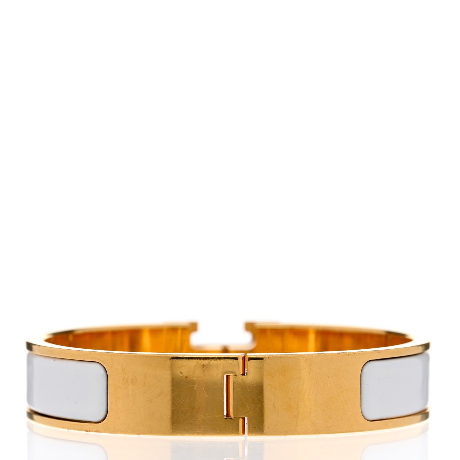 Hermes Enamel Narrow Clic Clac H Bracelet GM White 3 of 4