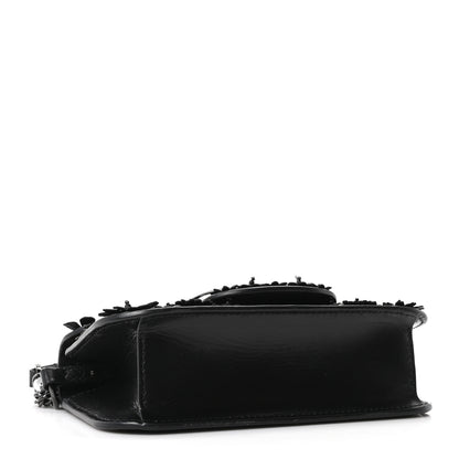 Valentino Garavani Calfskin Floral Embroidered Monochrome Vlogo Small Loco Shoulder Bag Black 7 of 17
