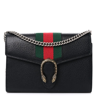 Gucci Calfskin Web Mini Dionysus Chain Wallet Black 1 of 11