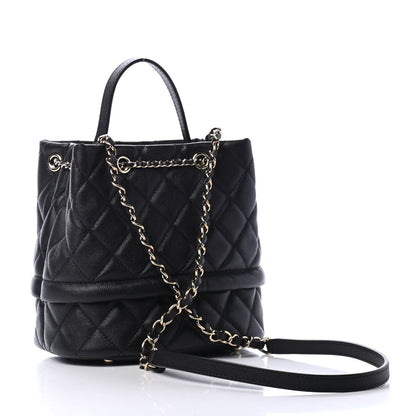 Chanel Caviar Quilted Rolled Up Bucket Drawstring Bag Black 2 of 4