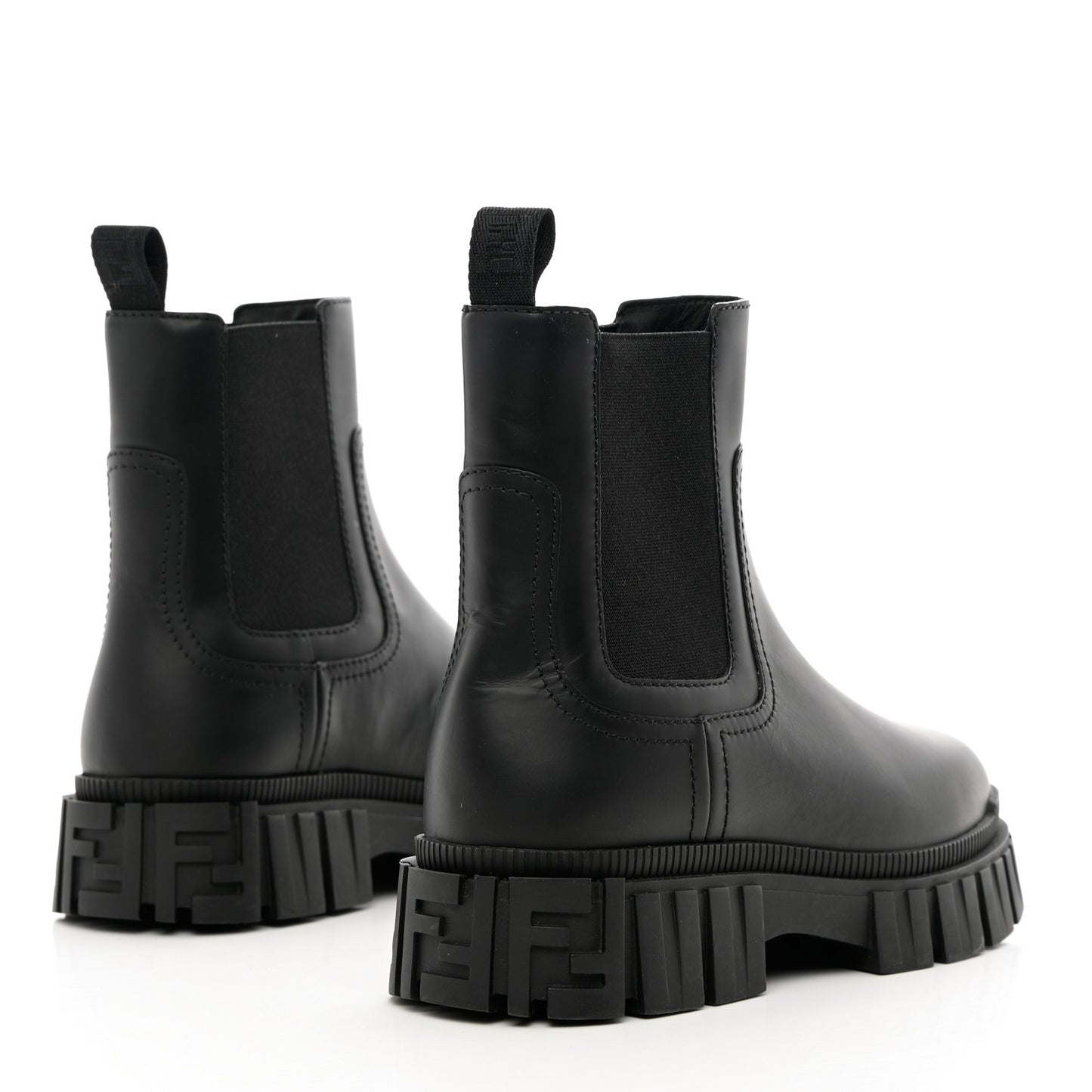 Calfskin Rubber Fendi Force Chelsea Boots 36.5 Black