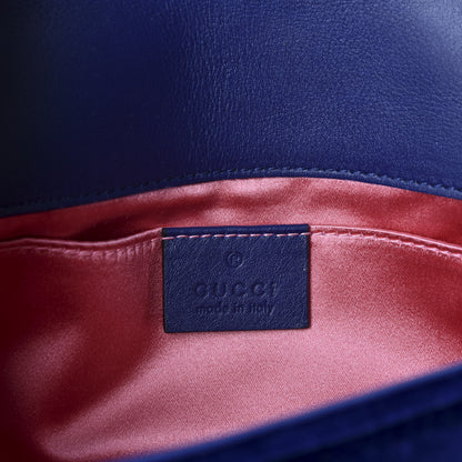 Gucci Velvet Matelasse Mini GG Marmont Shoulder Bag Cobalt Blue 7 of 9