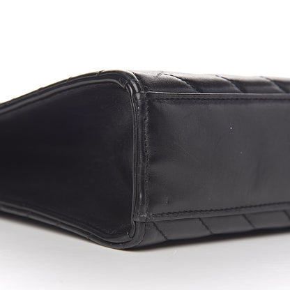 Saint Laurent Smooth Calfskin Matelasse Chevron Large Monogram Satchel Black 17 of 23