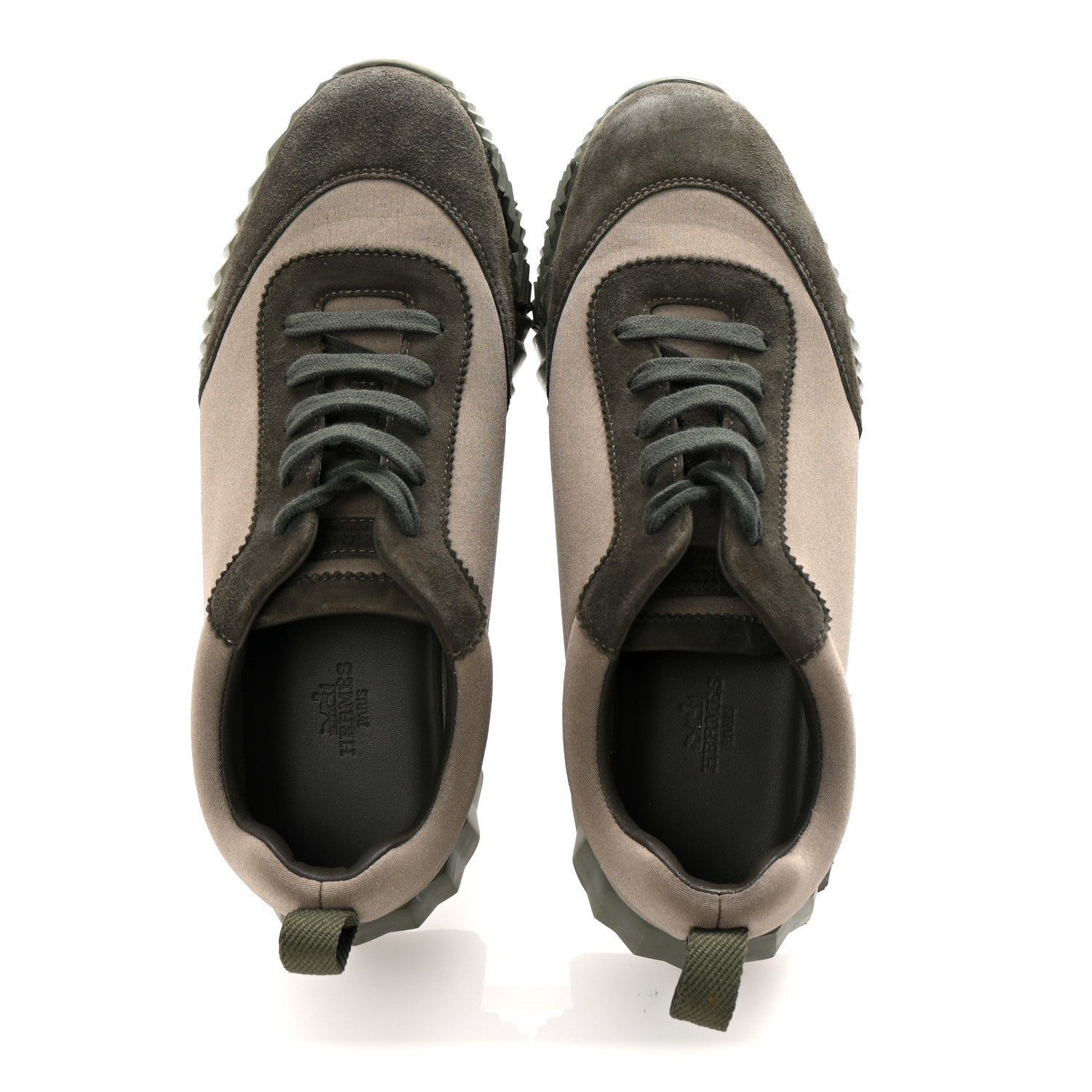 Hermes Technical Jersey Goatskin Suede Goatskin Bouncing Sneakers 39 Vert Toundra Vert Foret 2 of 9