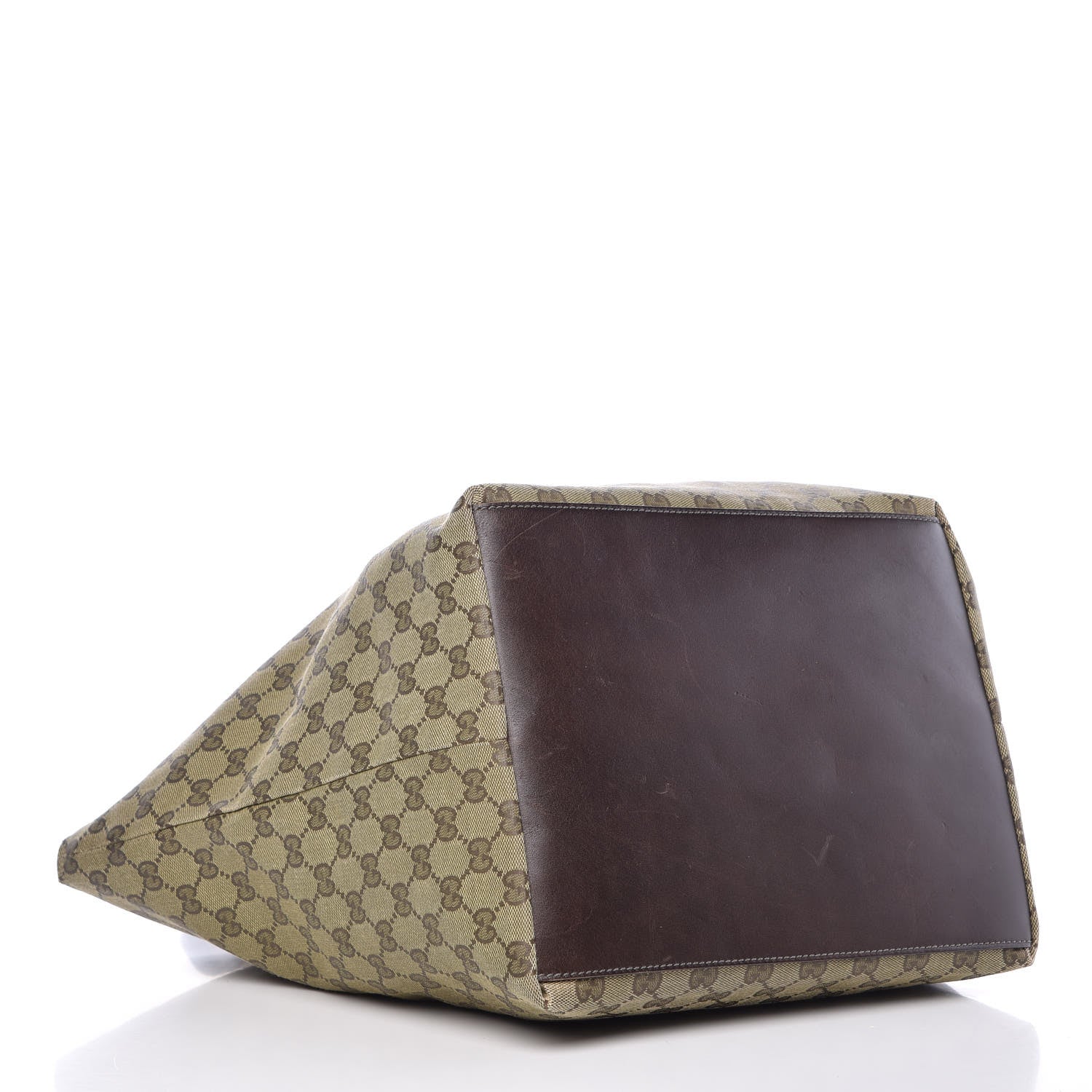 Gucci GG Monogram Large Web Handle Bucket Tote Brown 4 of 12