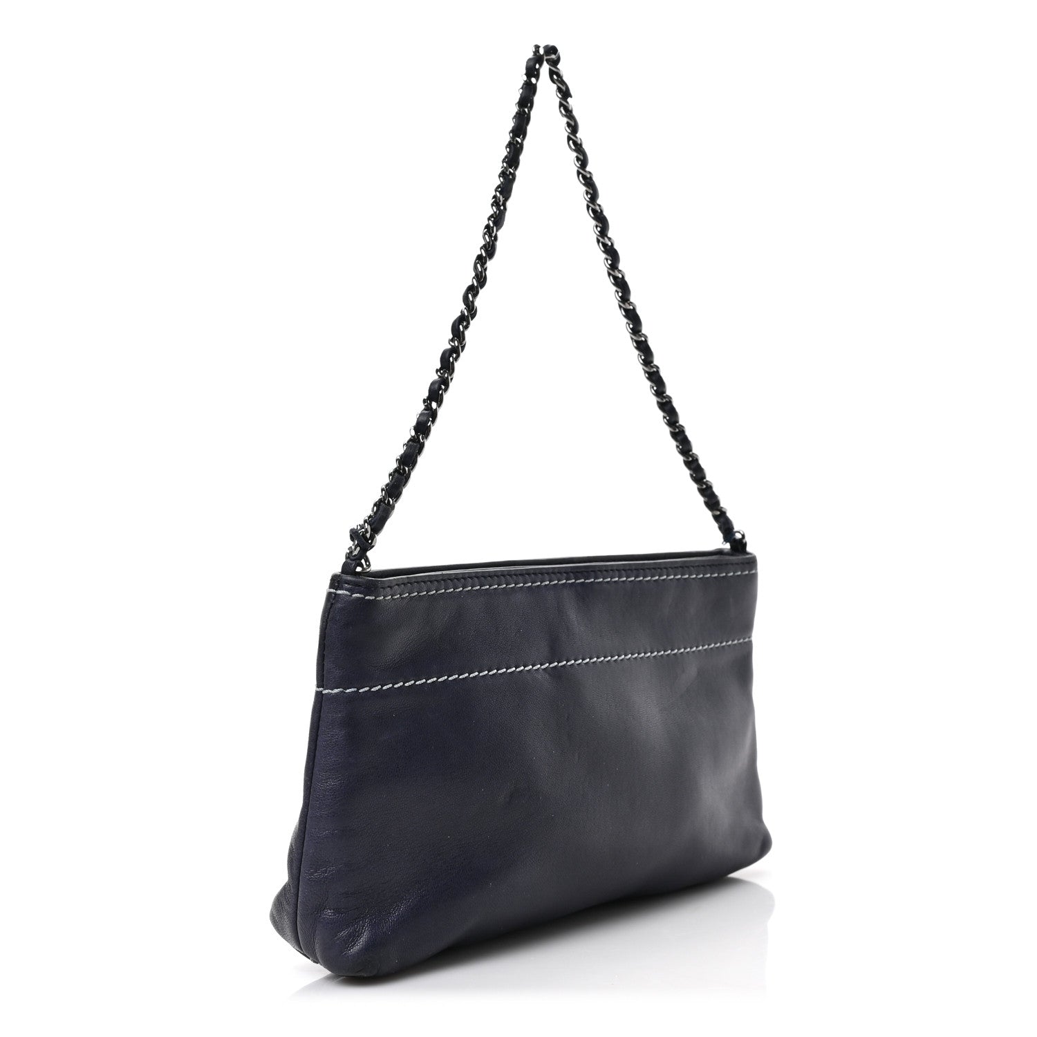 Chanel Lambskin Lax Pochette Navy 3 of 9
