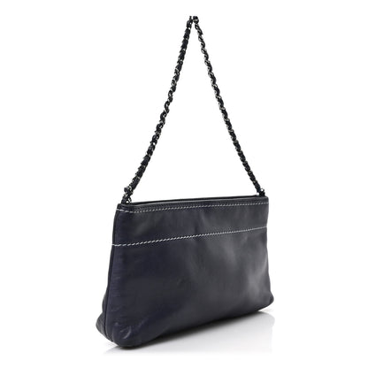 Chanel Lambskin Lax Pochette Navy 3 of 9
