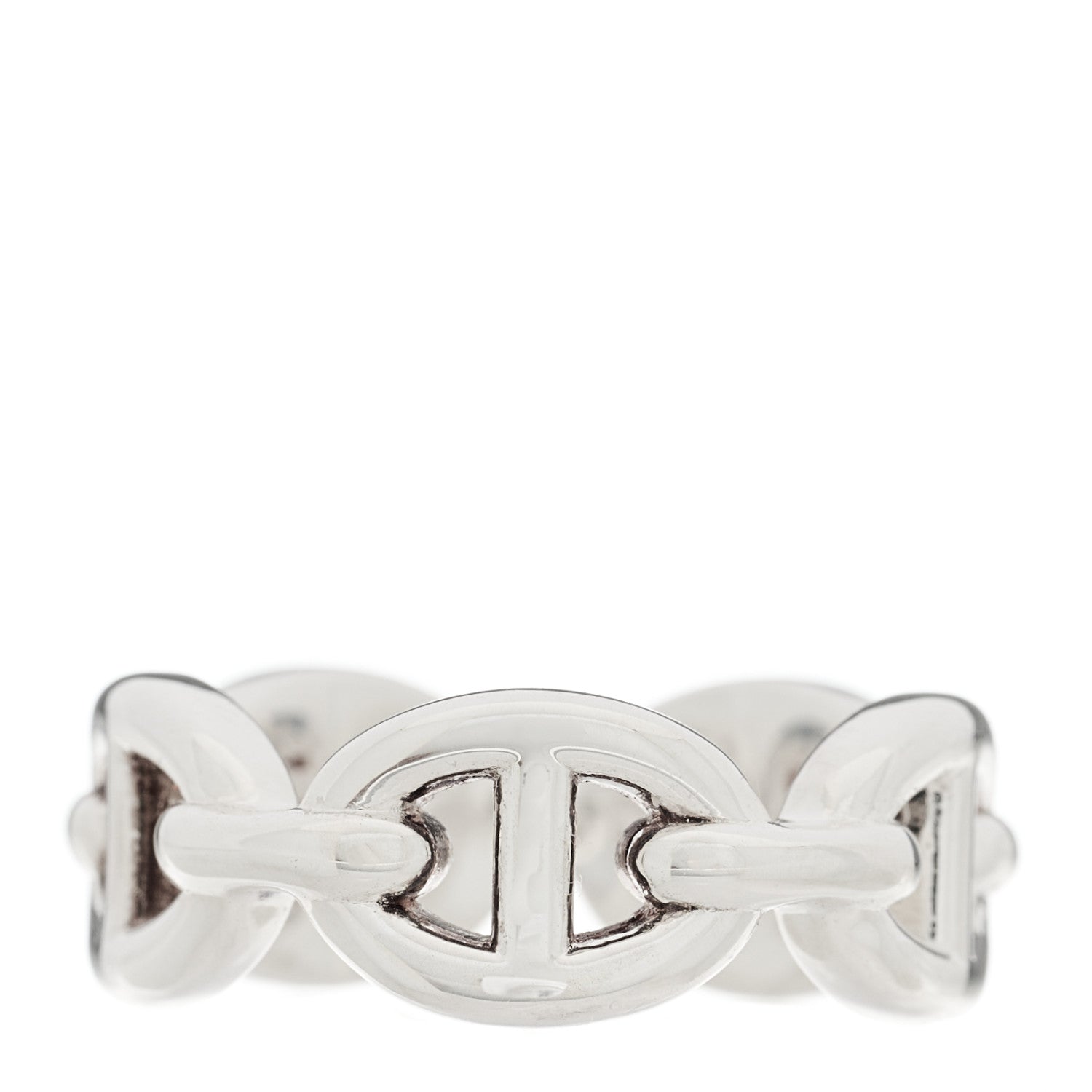 Hermes Sterling Silver PM Chaine d'Ancre Enchainee Band Ring 49 4.75 1 of 7