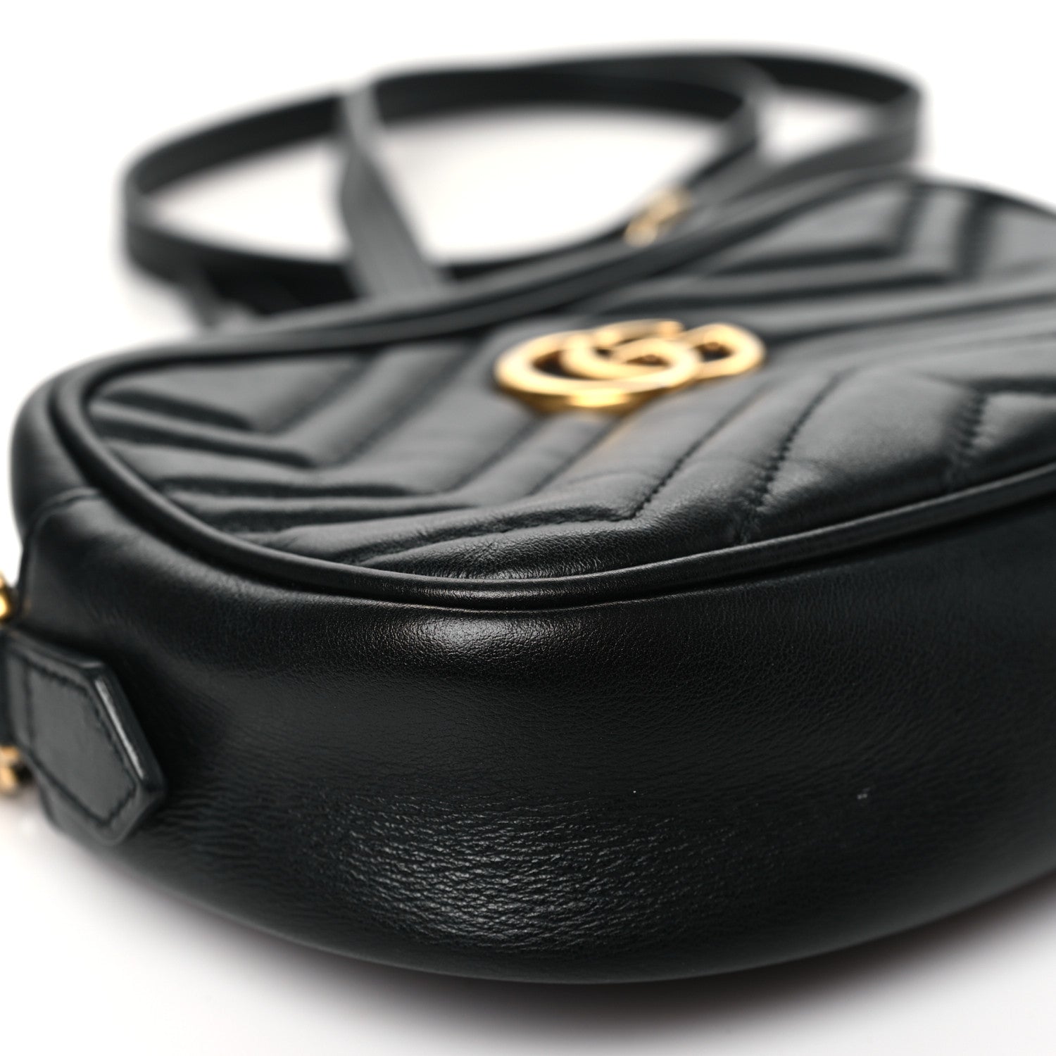 Gucci Calfskin Matelasse Mini GG Marmont Chain Shoulder Bag Black 9 of 10