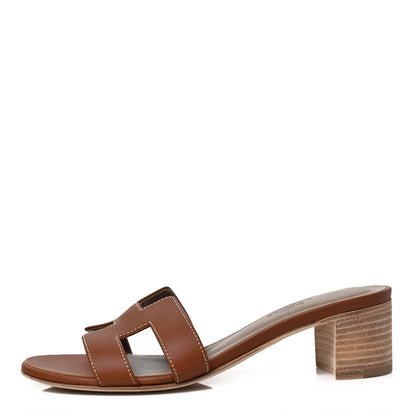 Hermes Calfskin Oasis Sandals 35.5 Gold 1 of 7