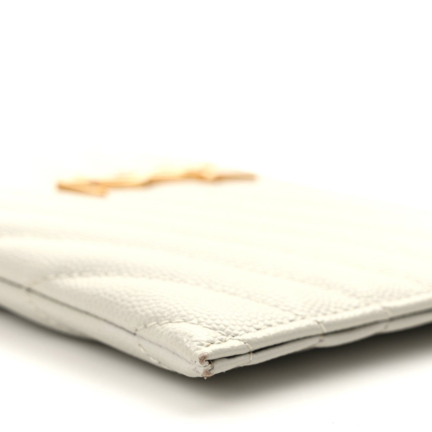 Saint Laurent Grain De Poudre Chevron Monogram Bill Pouch Crema Soft 9 of 9
