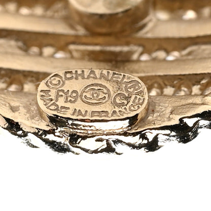 Chanel Metal Chain CC Round Earrings Gold Blue 4 of 4
