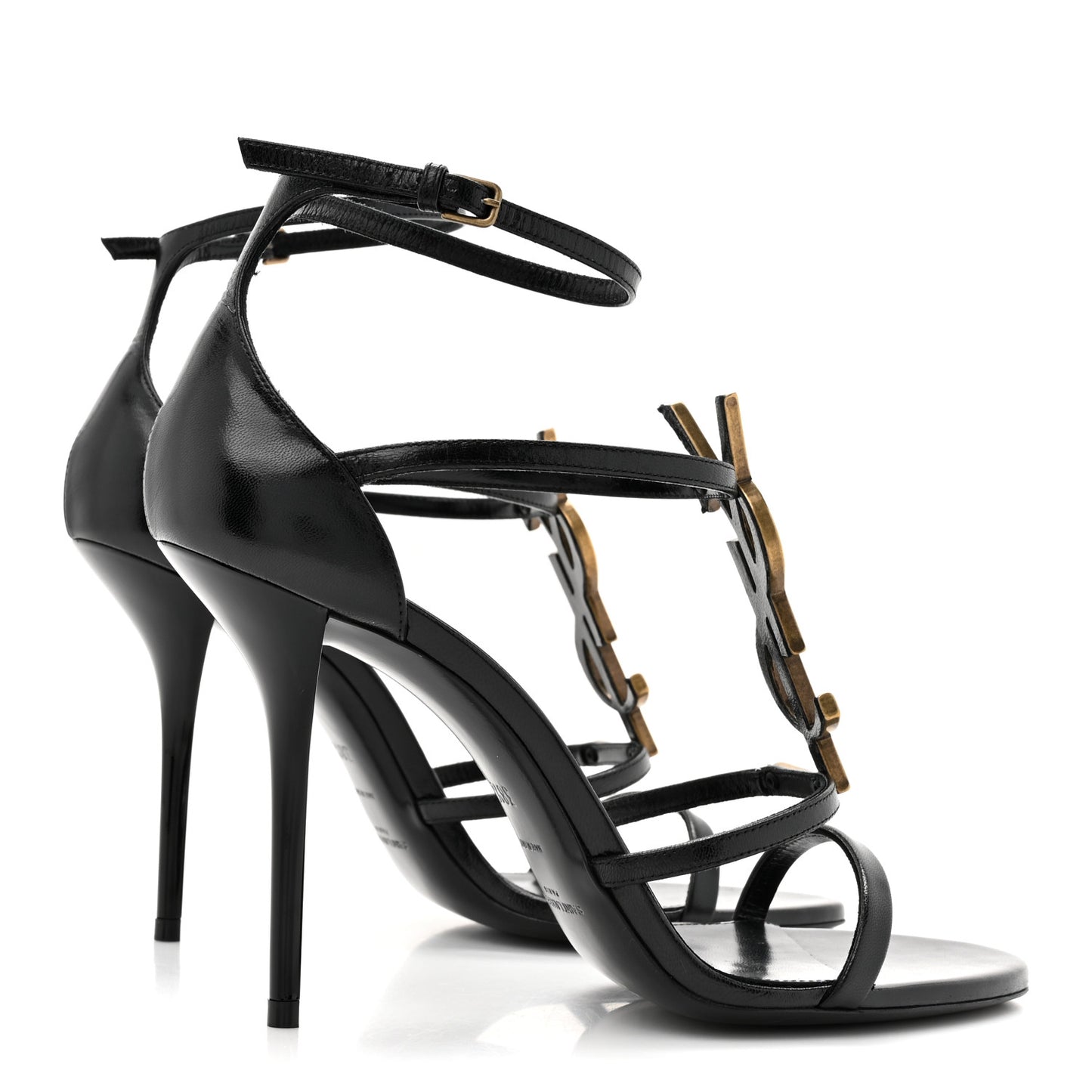 Calfskin Cassandra 110 Sandals 38.5 Black Gold