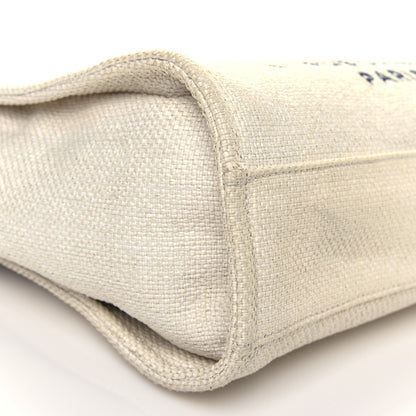 Chanel Woven Straw Raffia Small Deauville Tote White Navy 17 of 21