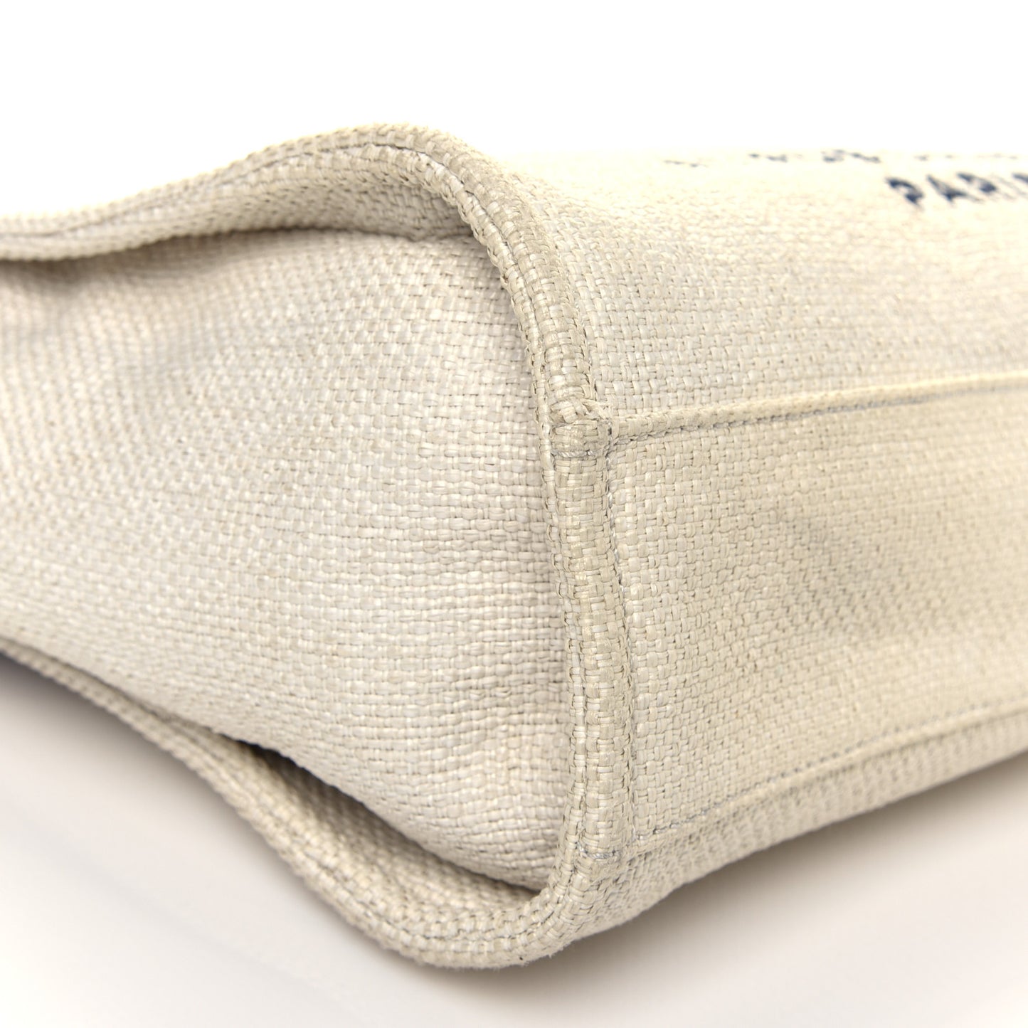 Woven Straw Raffia Small Deauville Tote White Navy