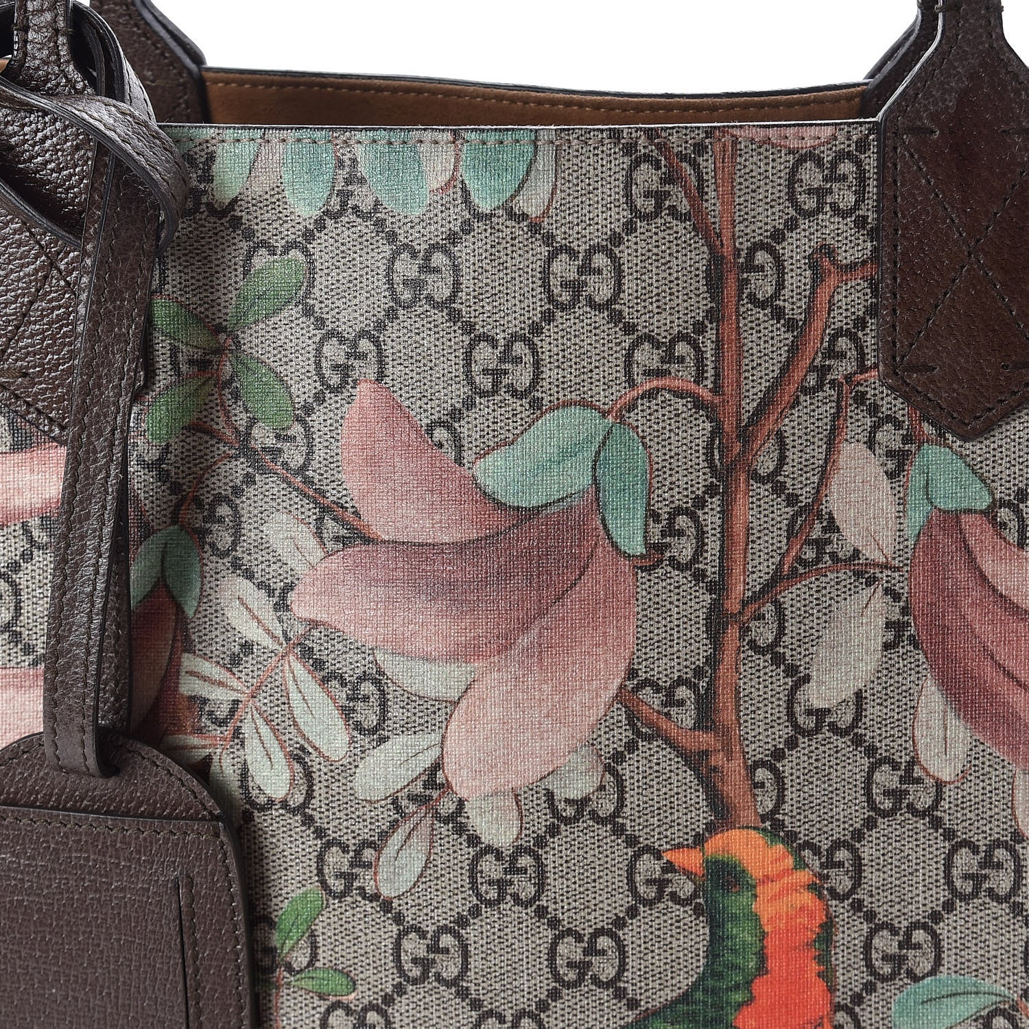 Gucci GG Supreme Monogram Tian Large Shopping Tote Beige Multicolor New Acero 8 of 12