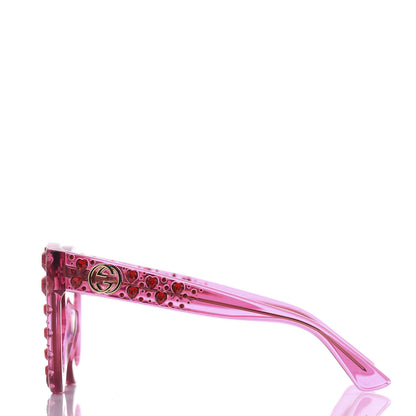 Gucci Acetate Crystal Heart GG0116S Sunglasses Fuchsia 3 of 6