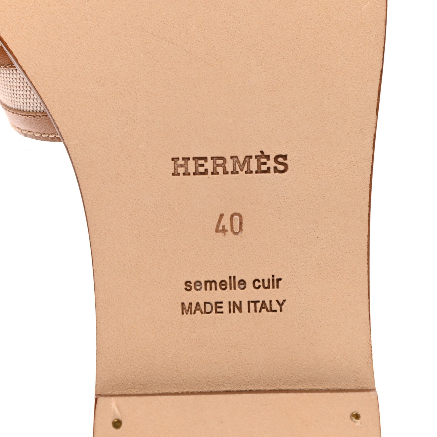 Calfskin Canvas Oran Sandals 40 Noisette Beige Dore
