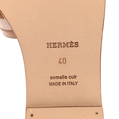 Hermes Calfskin Canvas Oran Sandals 40 Noisette Beige Dore 6 of 9