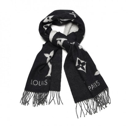 Louis Vuitton Cashmere Monogram Reykjavik Scarf Black 1 of 5
