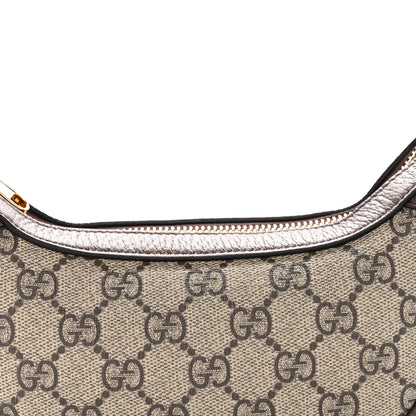 Gucci GG Supreme Monogram Textured Calfskin Web Mini Ophidia Half Moon Hobo Beige Ebony New Acero 8 of 12