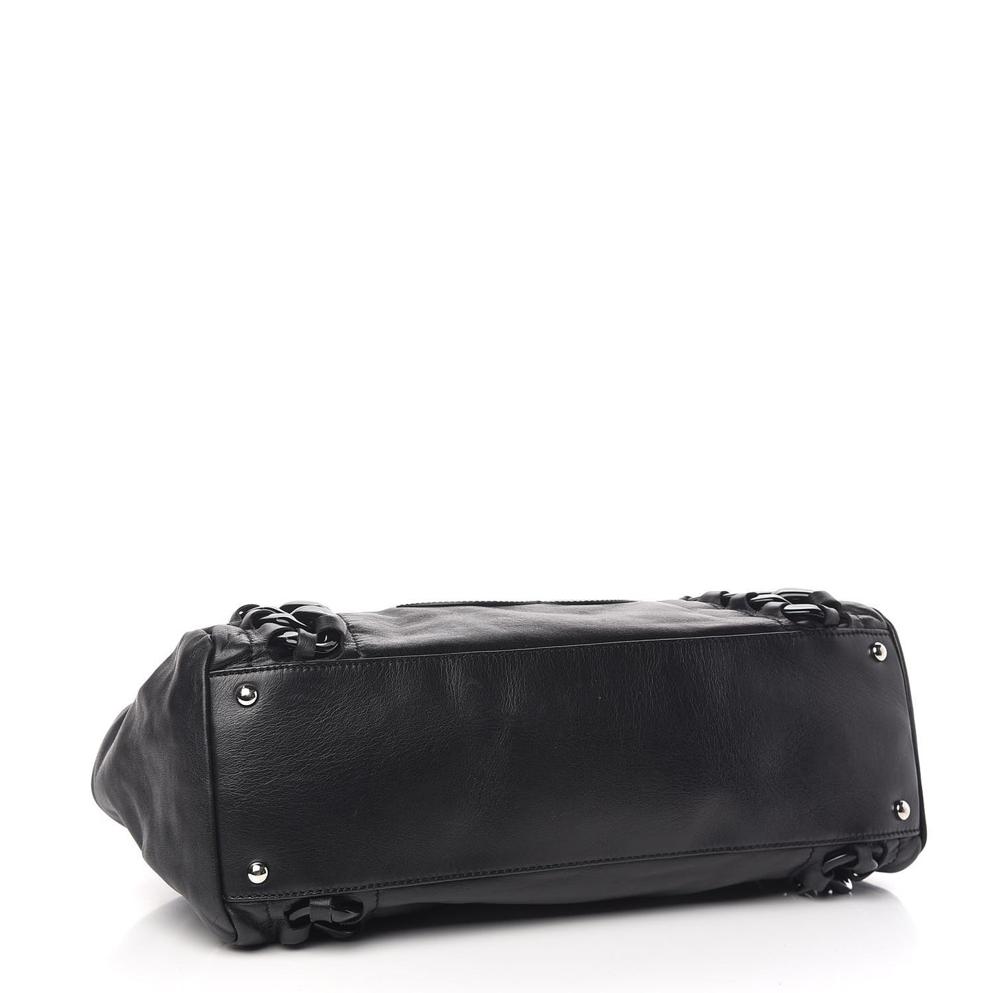 Calfskin Modern Chain Rhodoid East West Tote Black