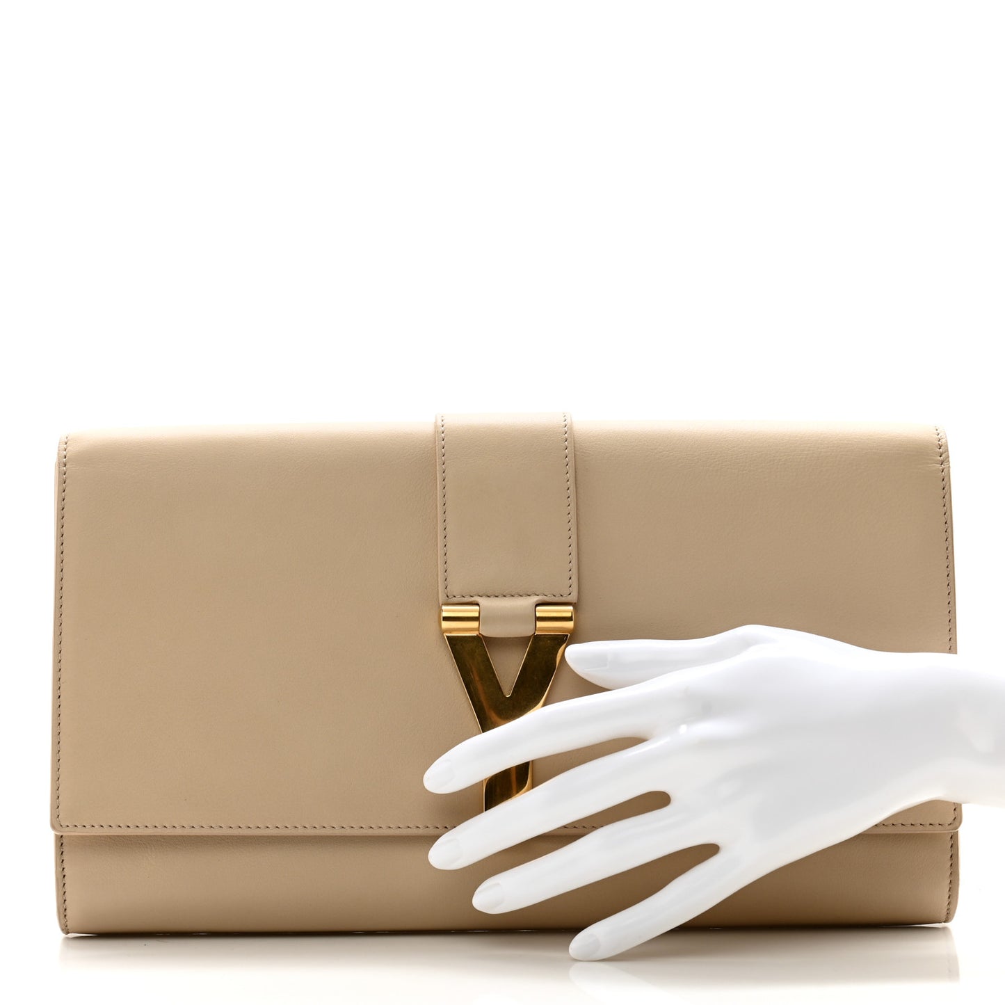Calfskin Classic Y Ligne Clutch Light Beige