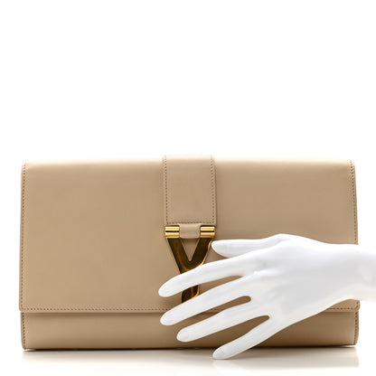 Saint Laurent Calfskin Classic Y Ligne Clutch Light Beige 2 of 14