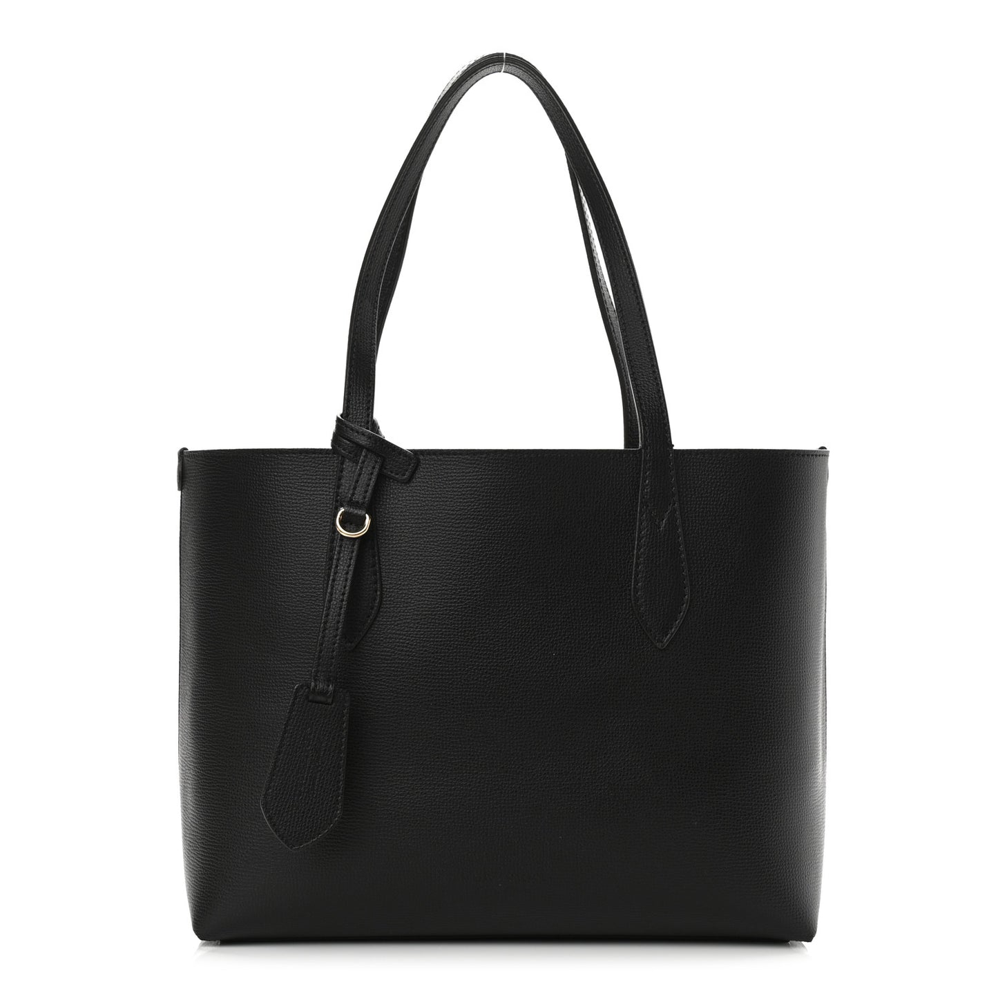 Grainy Calfskin Haymarket Check Small Reversible Tote Black