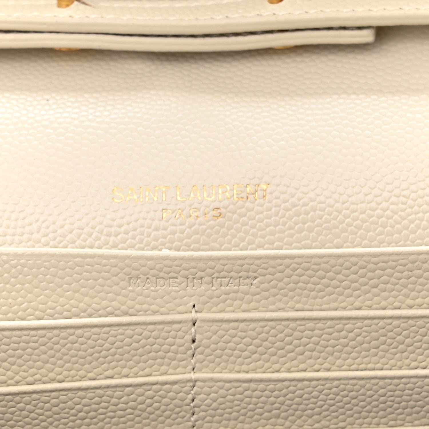 Saint Laurent Grain De Poudre Matelasse Chevron Monogram Chain Wallet Crema Soft 6 of 15
