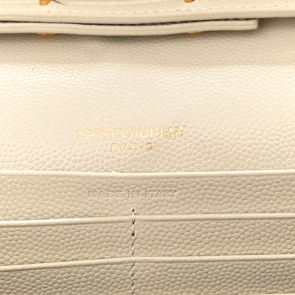Saint Laurent Grain De Poudre Matelasse Chevron Monogram Chain Wallet Crema Soft 6 of 15