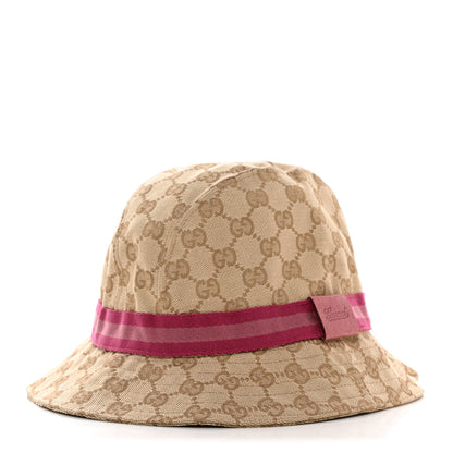 Gucci GG Monogram Web Bucket Hat S Beige Pink 1 of 8