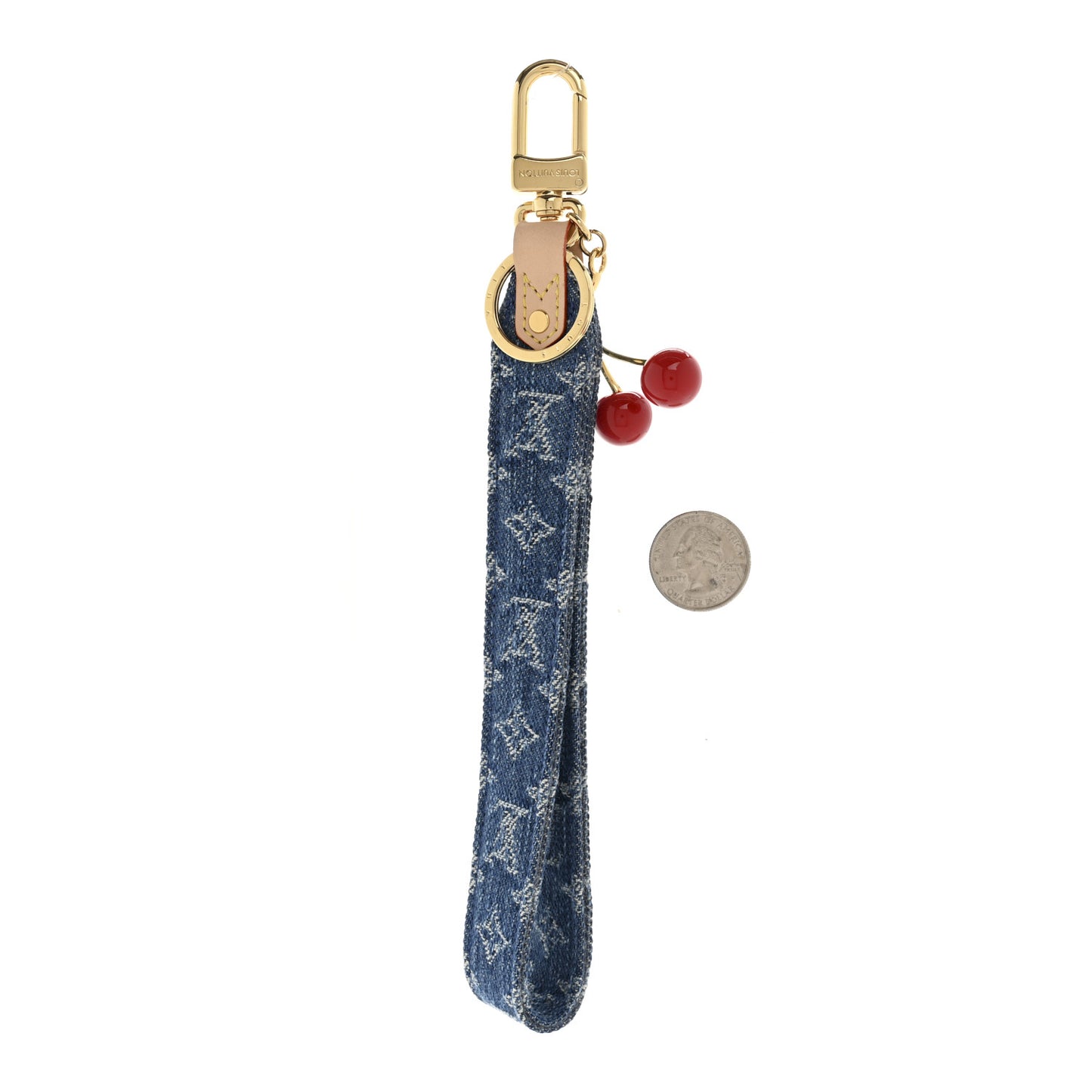 LV X TM Monogram Denim Cerises Dragonne Key Holder Blue
