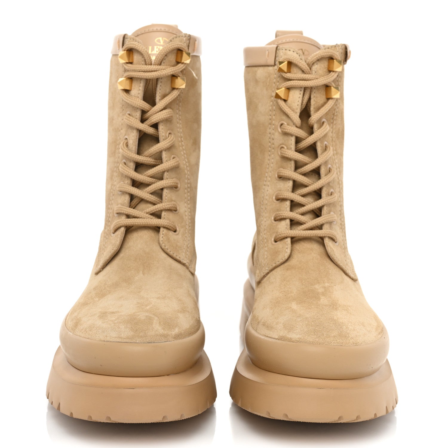 Valentino Garavani Suede Roman Stud 30/50mm Combat Boots 37 Sabbia 2 of 11