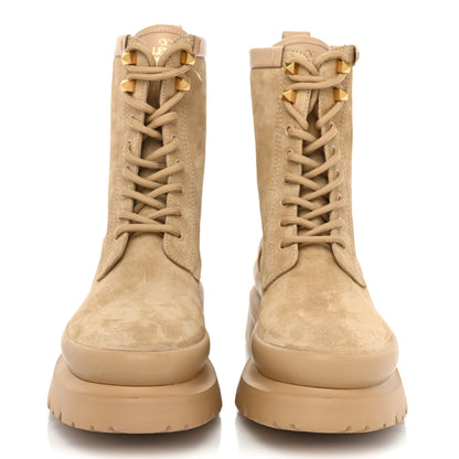 Valentino Garavani Suede Roman Stud 30/50mm Combat Boots 37 Sabbia 2 of 11