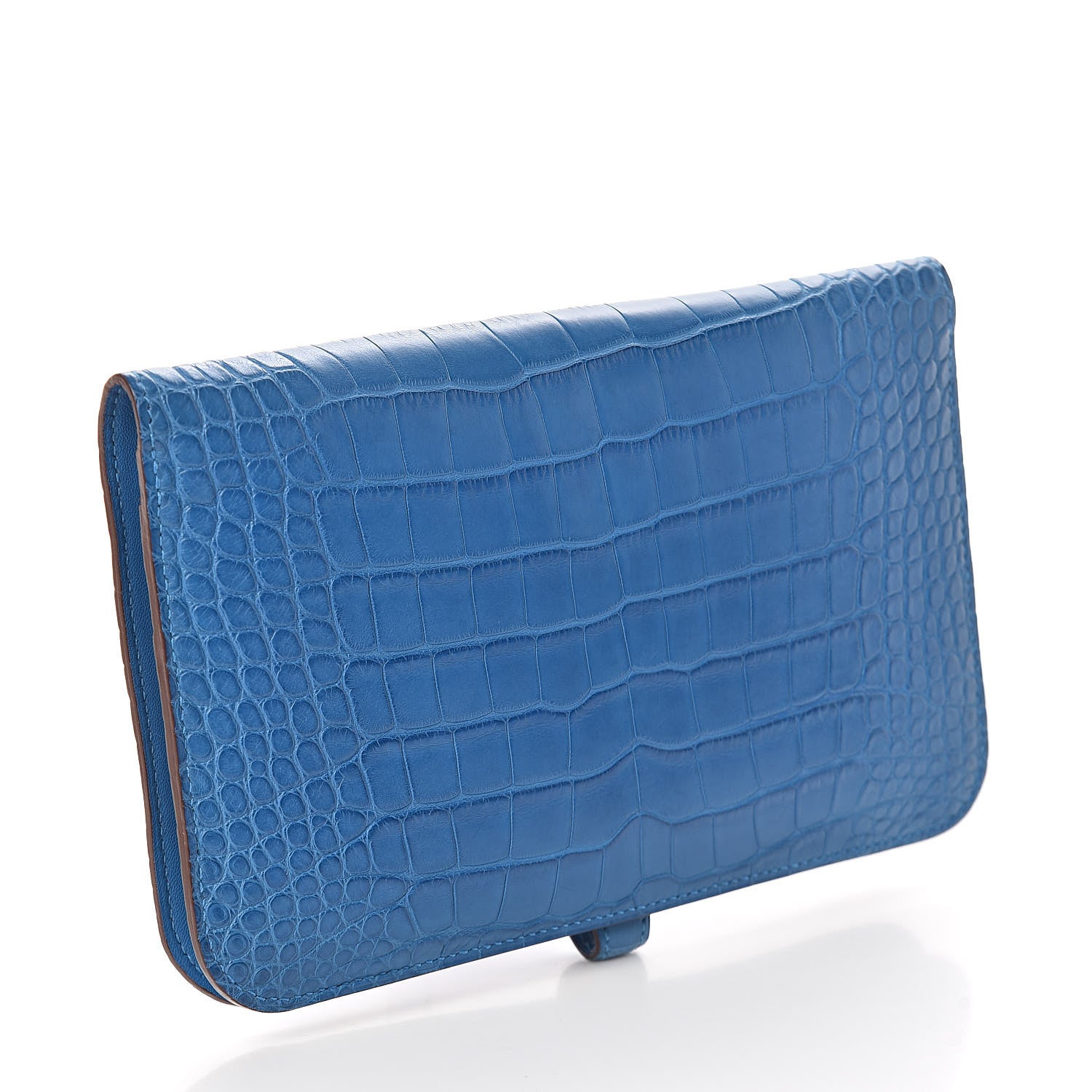 Hermes Matte Alligator Dogon Combined Wallet Bleu Izmir 3 of 7