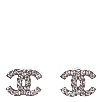 Chanel Crystal Timeless CC Earrings Silver 1 of 4