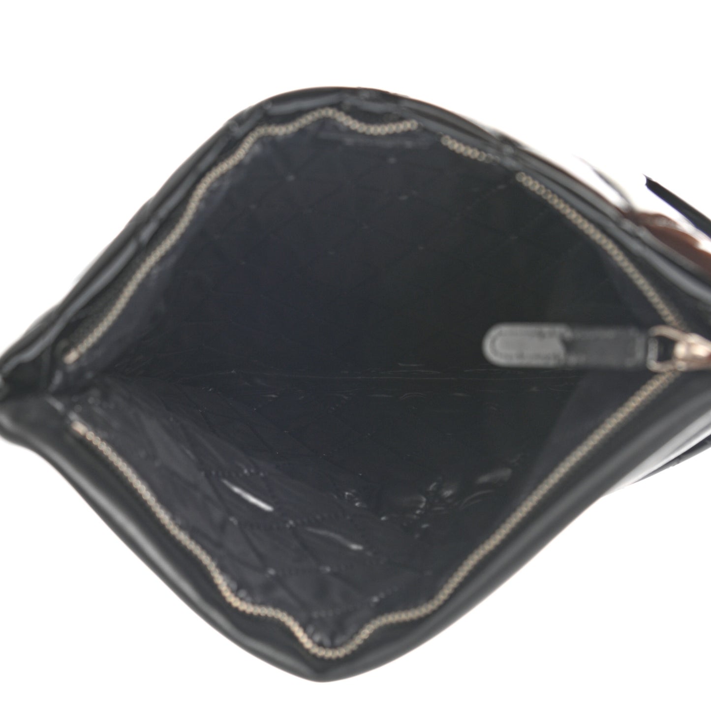 Patent Calfskin Quilted Beauty CC Clutch Black