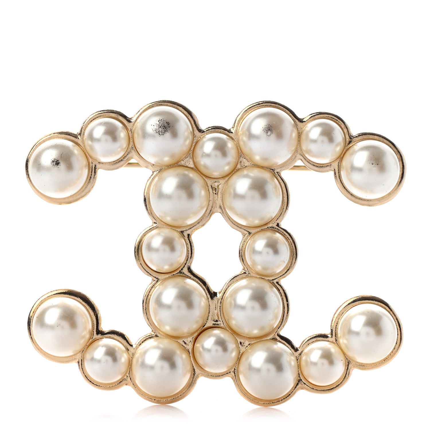 Chanel Pearl CC Brooch Gold Pearly White 1 of 5