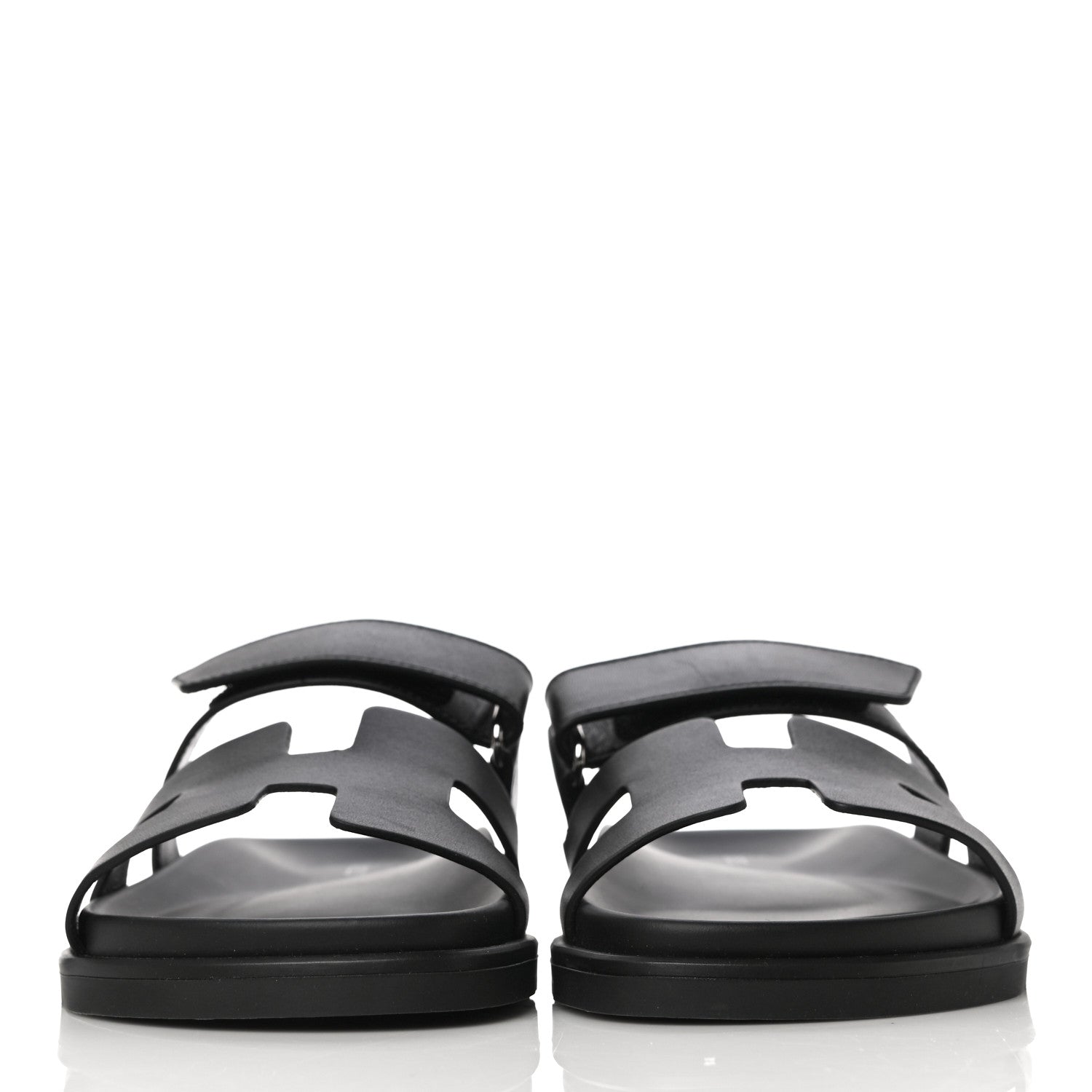 Hermes Calfskin Womens Chypre Sandals 37 Black 2 of 10