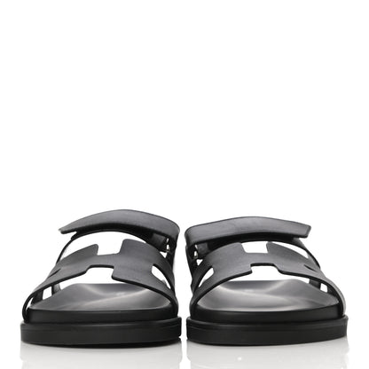 Hermes Calfskin Womens Chypre Sandals 37 Black 2 of 10
