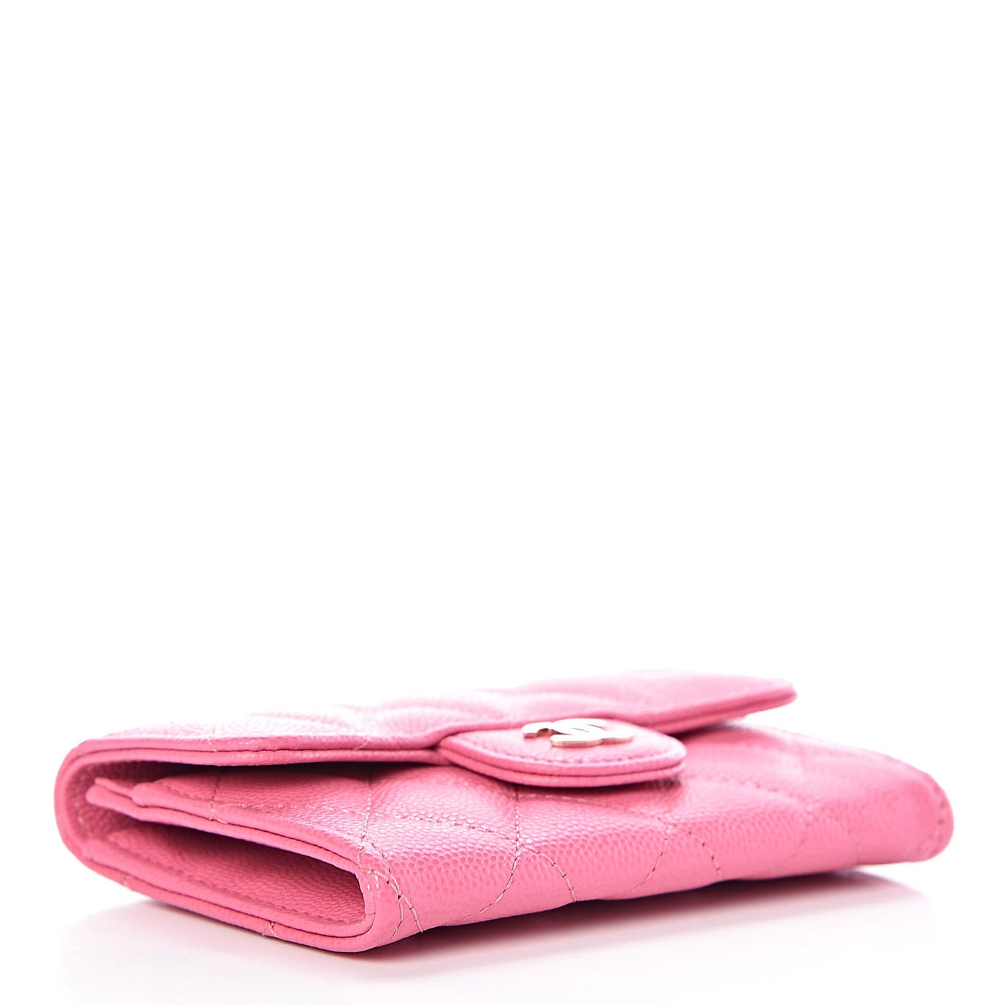 Caviar Quilted Flap Card Holder Pink
