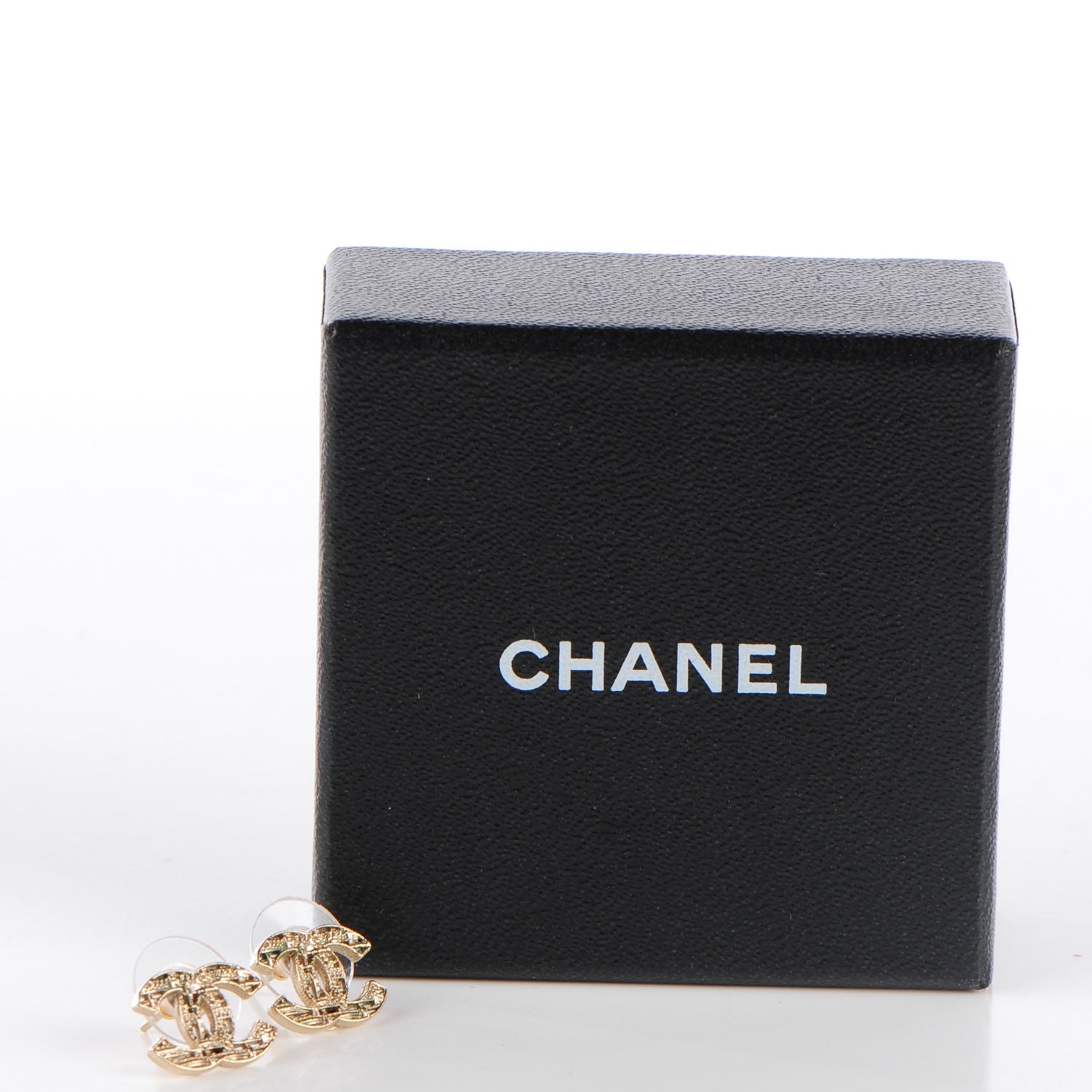 Chanel Tweed Effect CC Earrings Gold 5 of 5