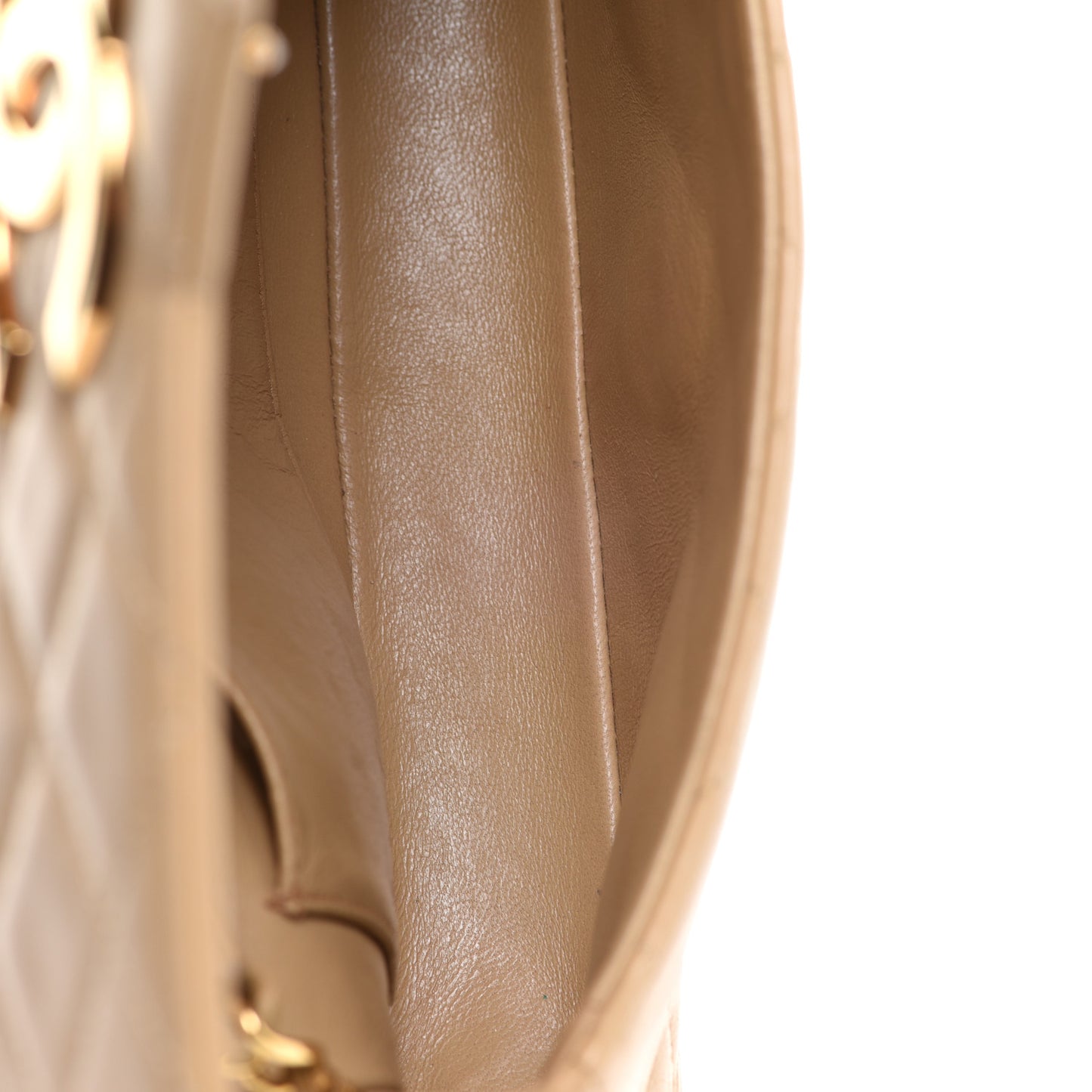 Lambskin Quilted Small Single Flap Beige