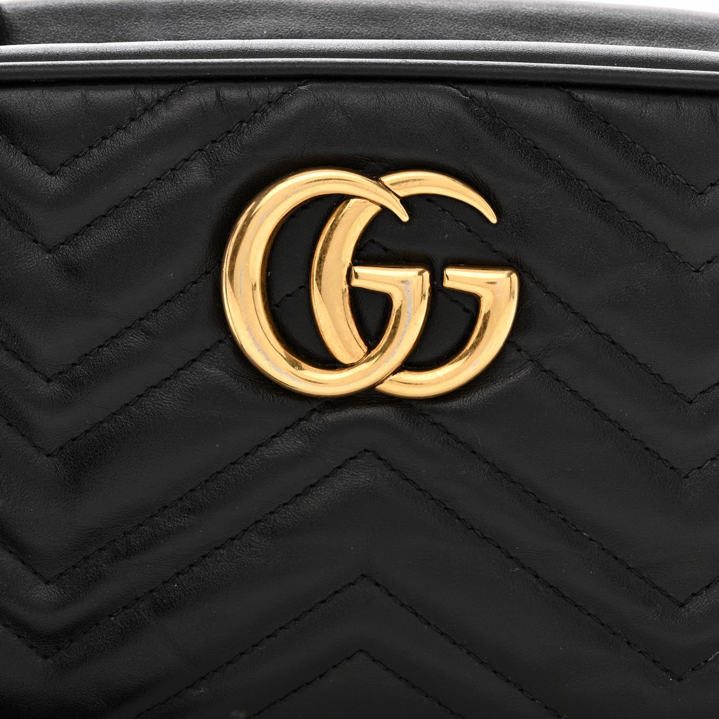 Calfskin Matelasse Small GG Marmont Chain Shoulder Bag Black