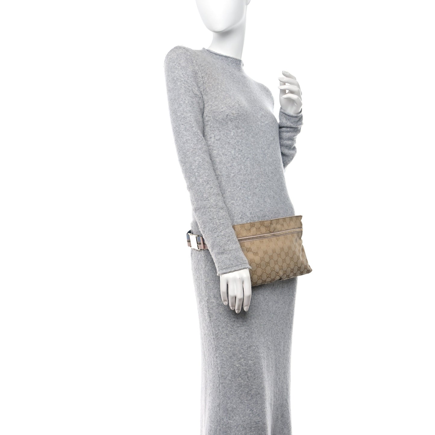 GG Monogram Web Double Pocket Belt Bag Pink