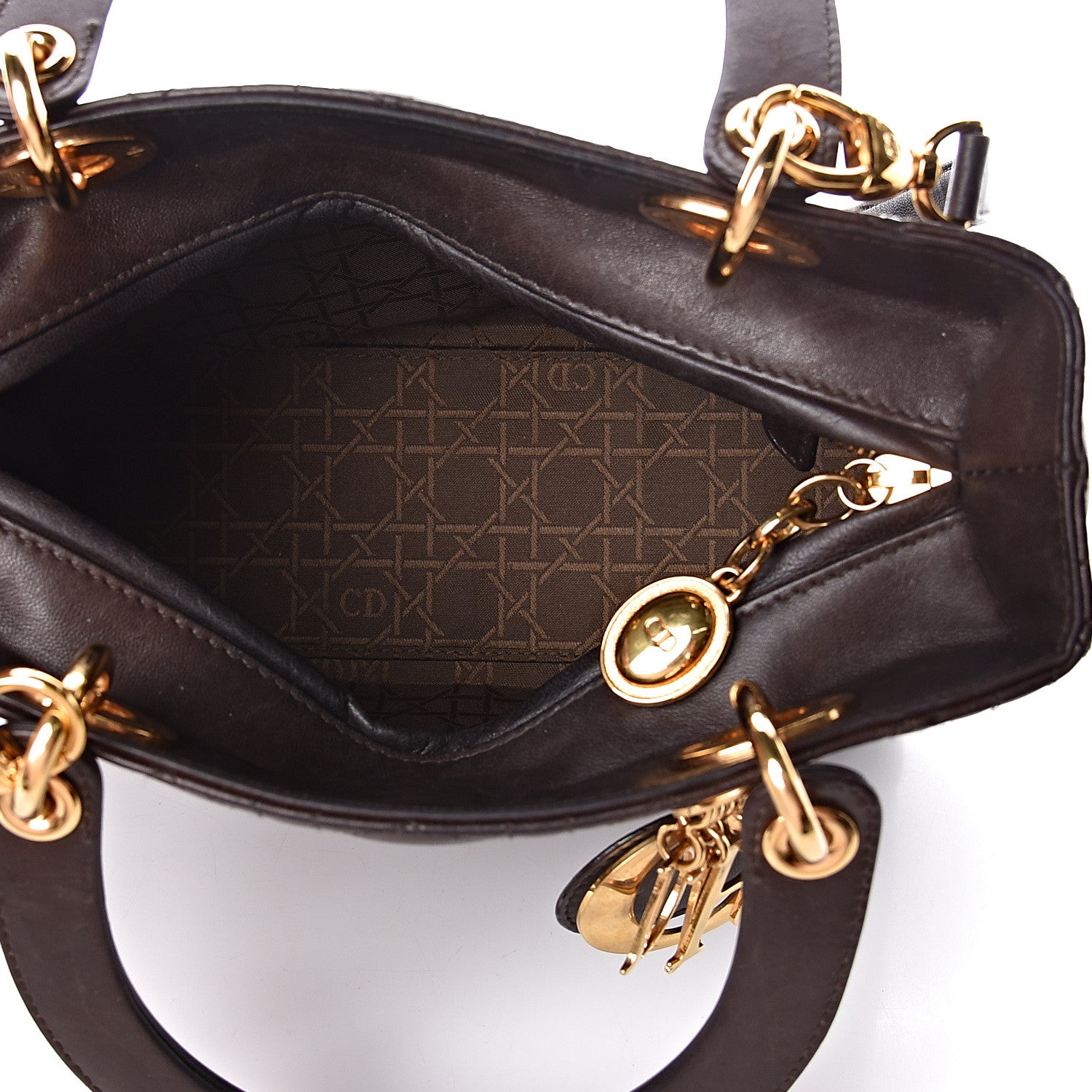 Christian Dior Lambskin Cannage Medium Lady Dior Dark Brown 5 of 14