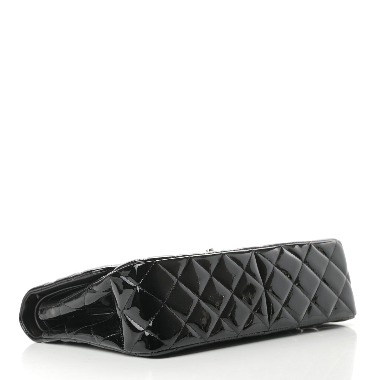 Patent Quilted Jumbo Double Flap Black